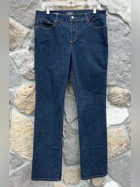 NYDJ Marilyn Straight Jeans Size 12 Mid Rise Lift Tuck Slimming Denim Stretch